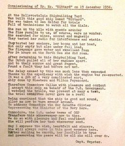 1956 Amerikaanse captain Webster, speciaal voor de indienststelling van onze Sittard